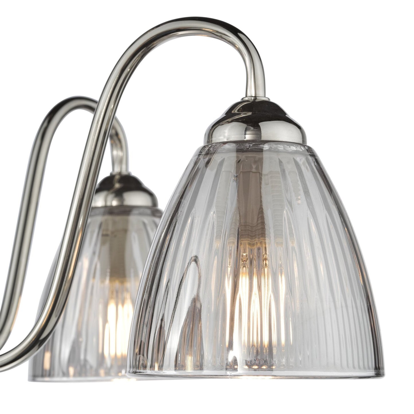 Dar Lighting Glynis 5 Light Polished Nickel & Smoked Ribbed Glass Semi Flush