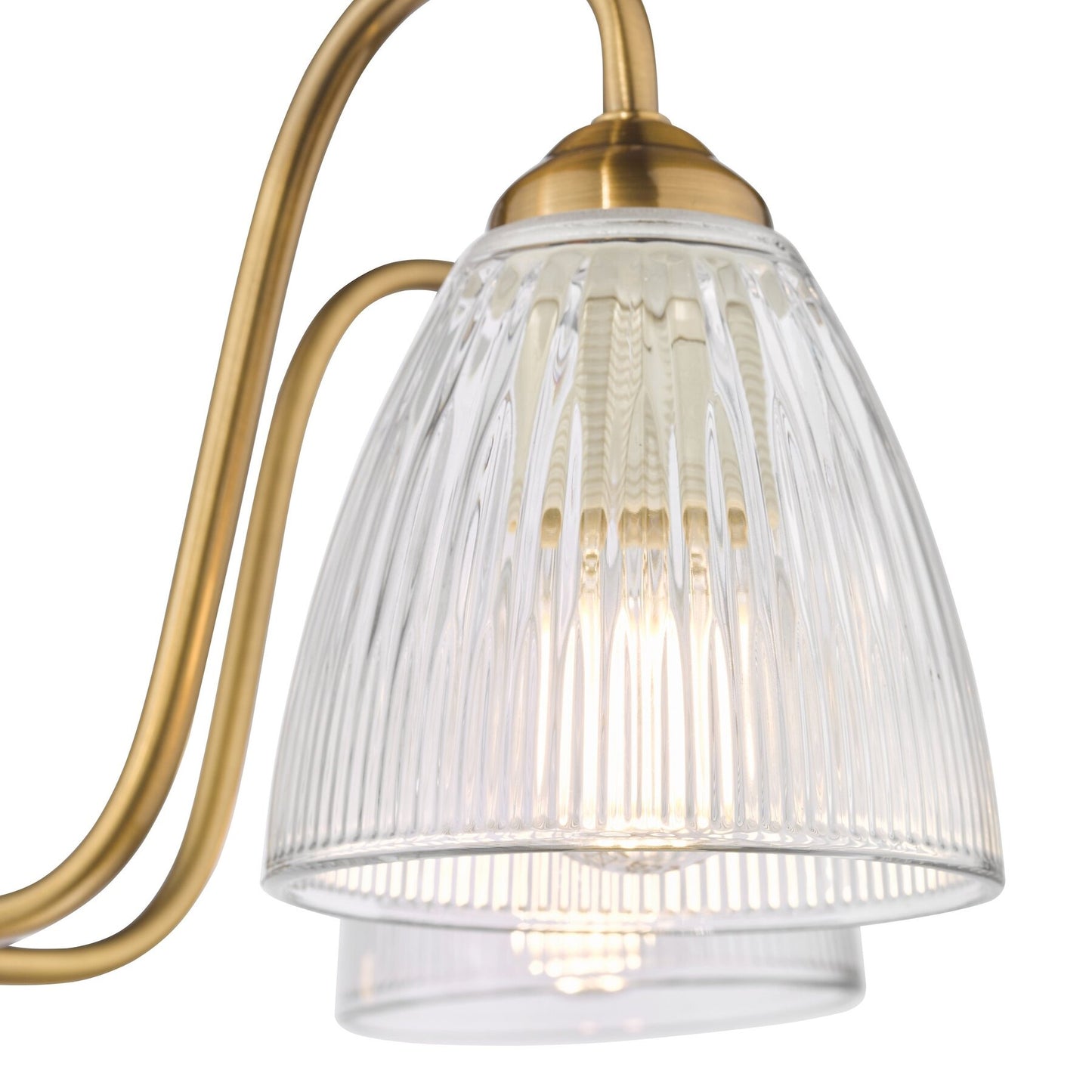 Dar Lighting Glynis 5 Light Antique Bronze & Ribbed Glass Semi Flush