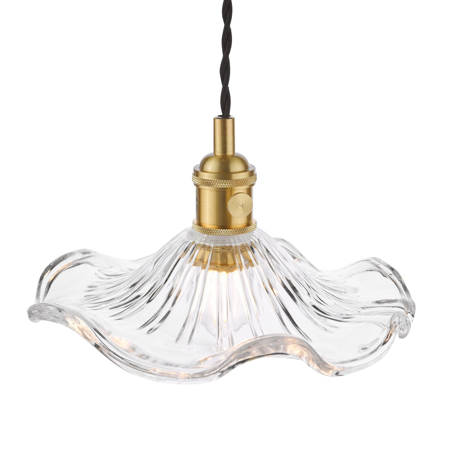 Dar Lighting Hadano Natural Brass & Wavy Glass Pendant