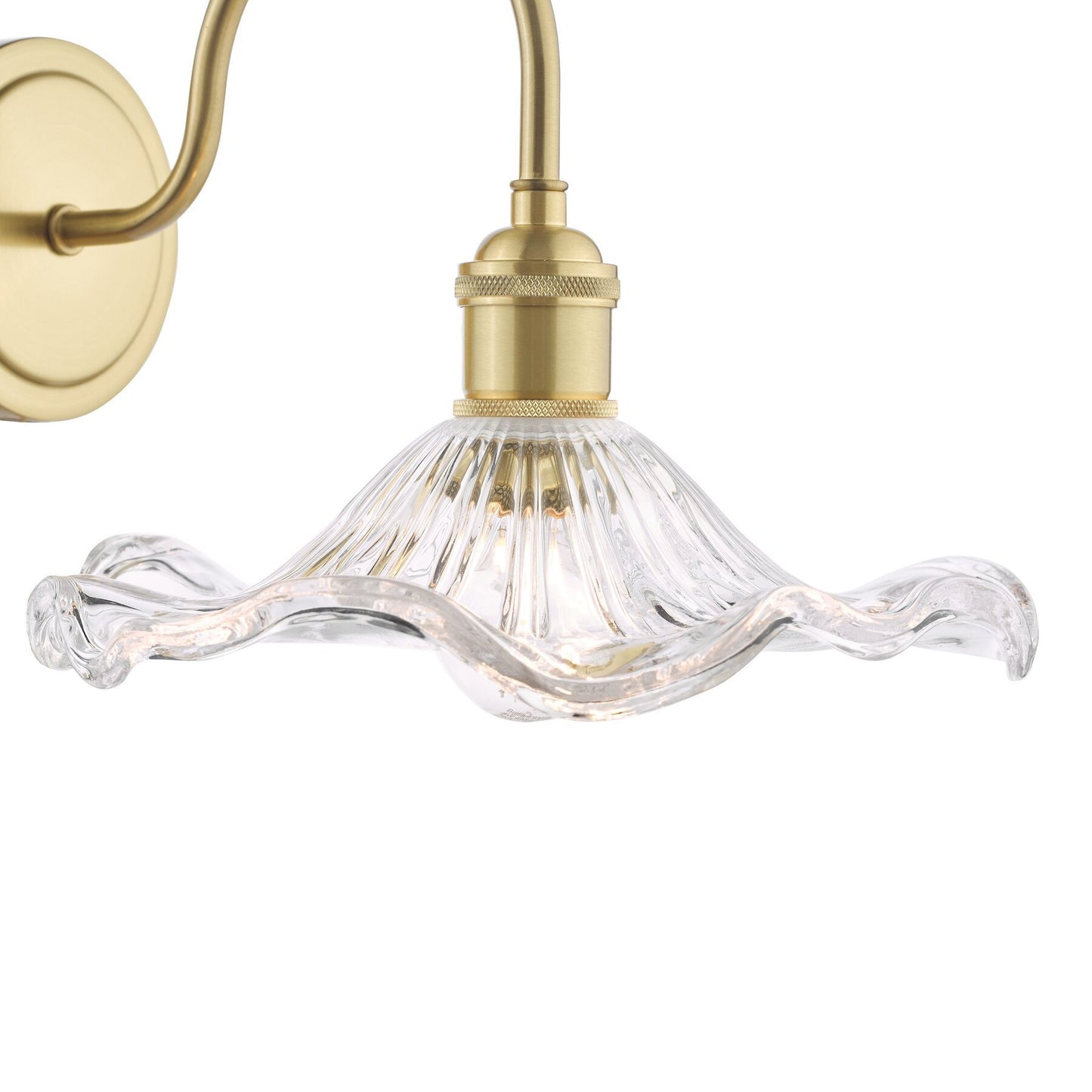 Dar Lighting Hadano Natural Brass & Wavy Glass Wall Light