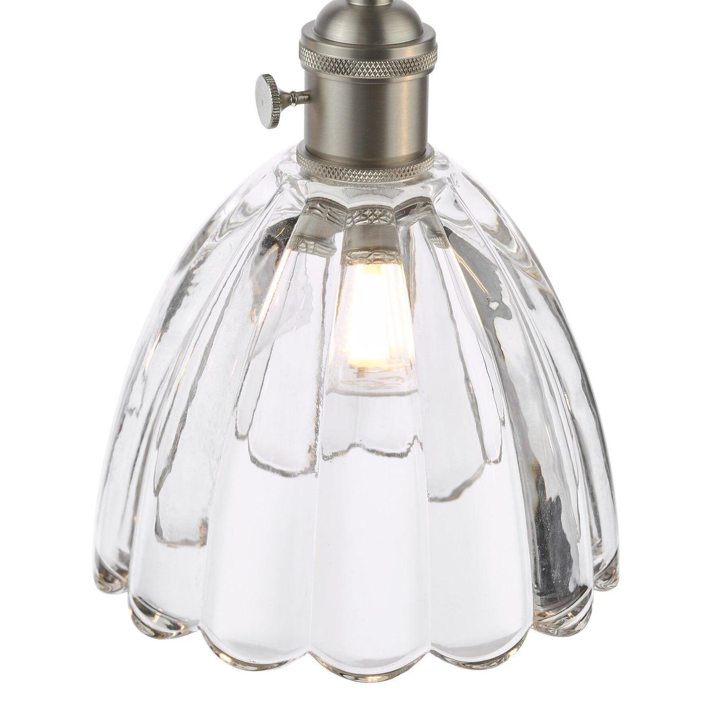 Dar Lighting Hadano 3 Light Antique Chrome & Scalloped Bell Glass Bar Pendant