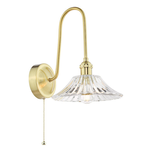 Dar Lighting Hadano Natural Brass & Glass Wall Light