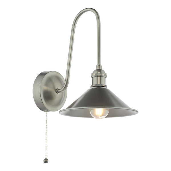 Dar Lighting Hadano Antique Chrome & Antique Pewter Wall Light