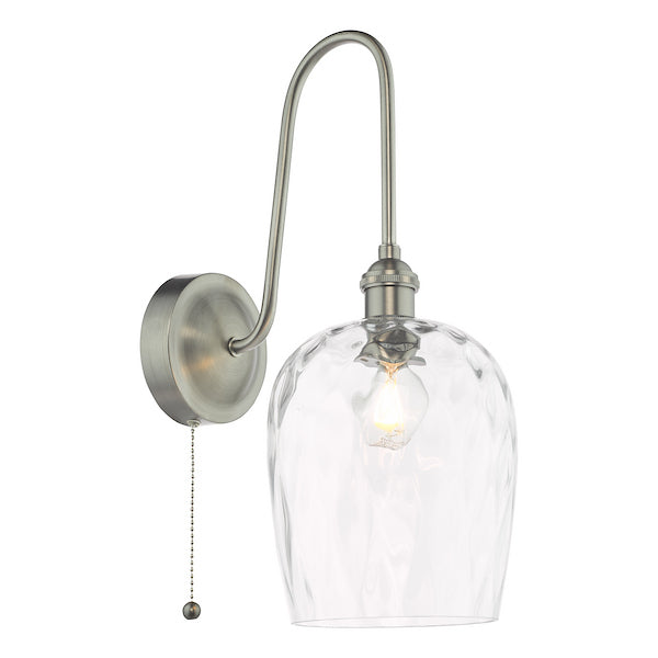 Dar Lighting Hadano Antique Chrome & Glass Wall Light