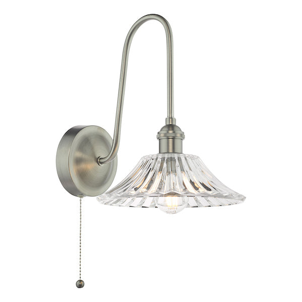 Dar Lighting Hadano Antique Chrome & Glass Wall Light