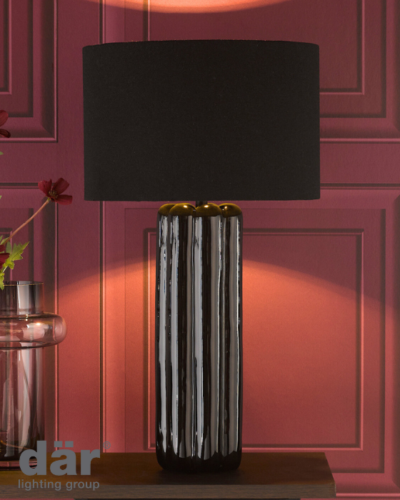 Dar Lighting Hebron Black Table Lamp With Shade