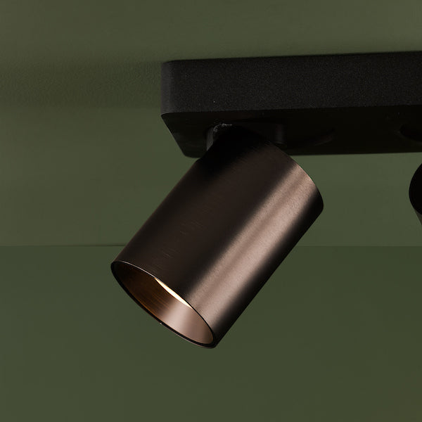 Dar Lighting Hiro 2 Light Satin Bronze & Matt Black Bar Spotlight