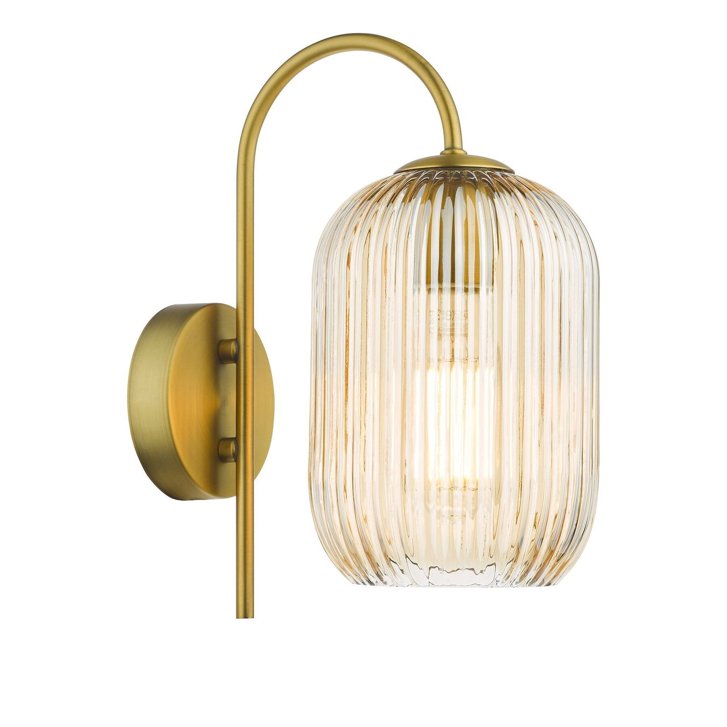Dar Lighting Idra Aged Bronze & Champagne Ribbed Glass Wall Light