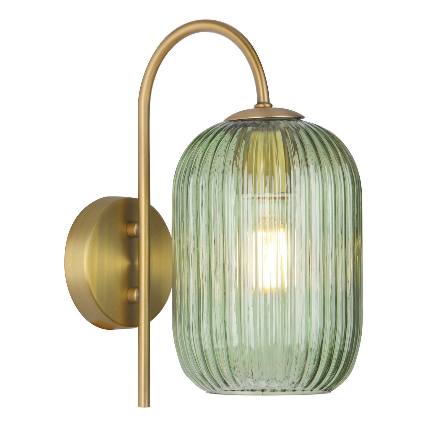 Dar Lighting Idra Aged Bronze & Green Ribbed Glass Wall Light