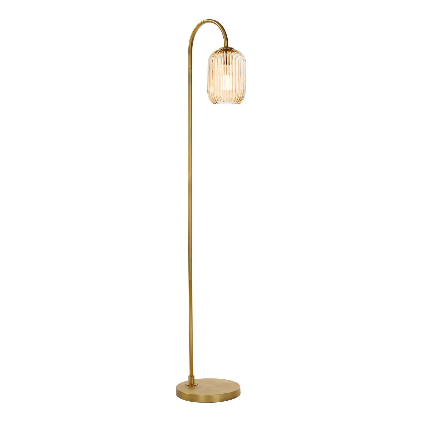 Dar Lighting Idra Aged Bronze Floor Lamp with Champagne Ribbed Glass Shade