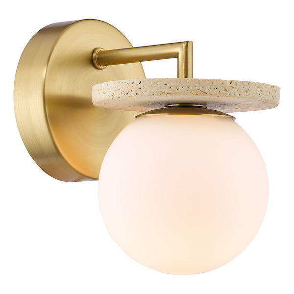 Dar Lighting Inaya Natural Brass & Travertine Wall Light