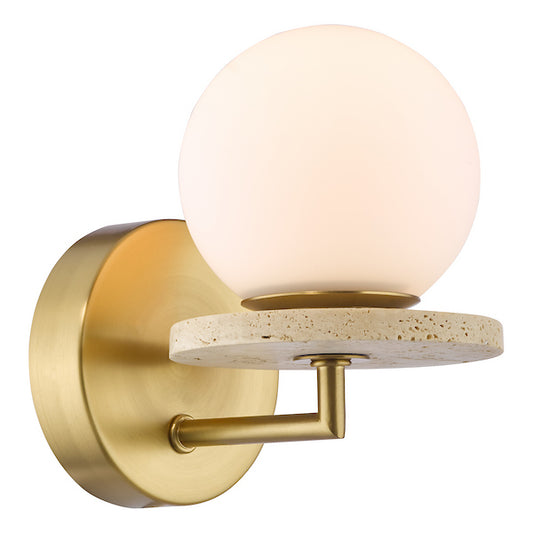 Dar Lighting Inaya Natural Brass & Travertine Wall Light