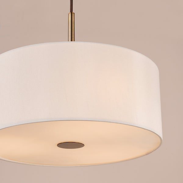 Dar Lighting Isla 3 Light Antique Bronze Pendant With Ecru Shade 40cm