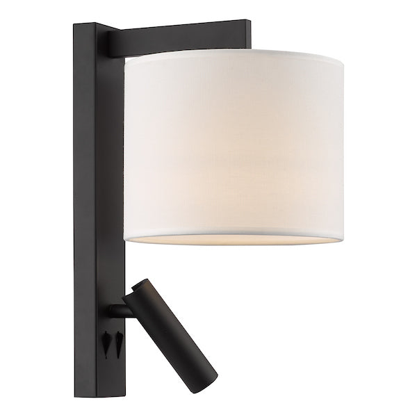 Dar Lighting Itala LED Matt Black Wall Light With Shade