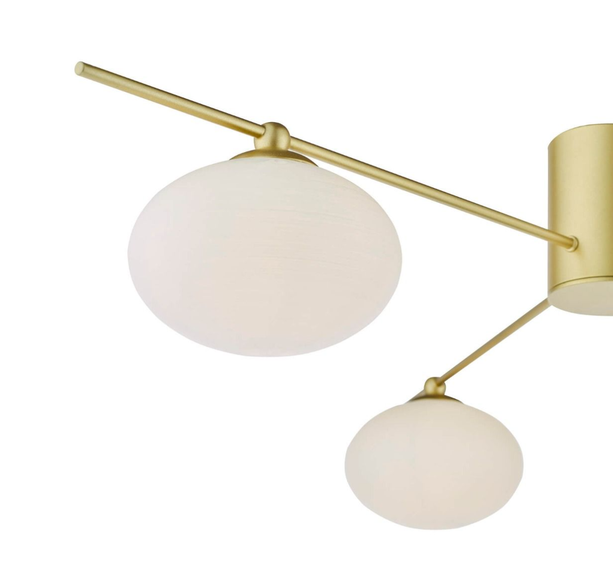 Dar Lighting Jasper 3 Light Satin Gold & Opal Glass Semi Flush