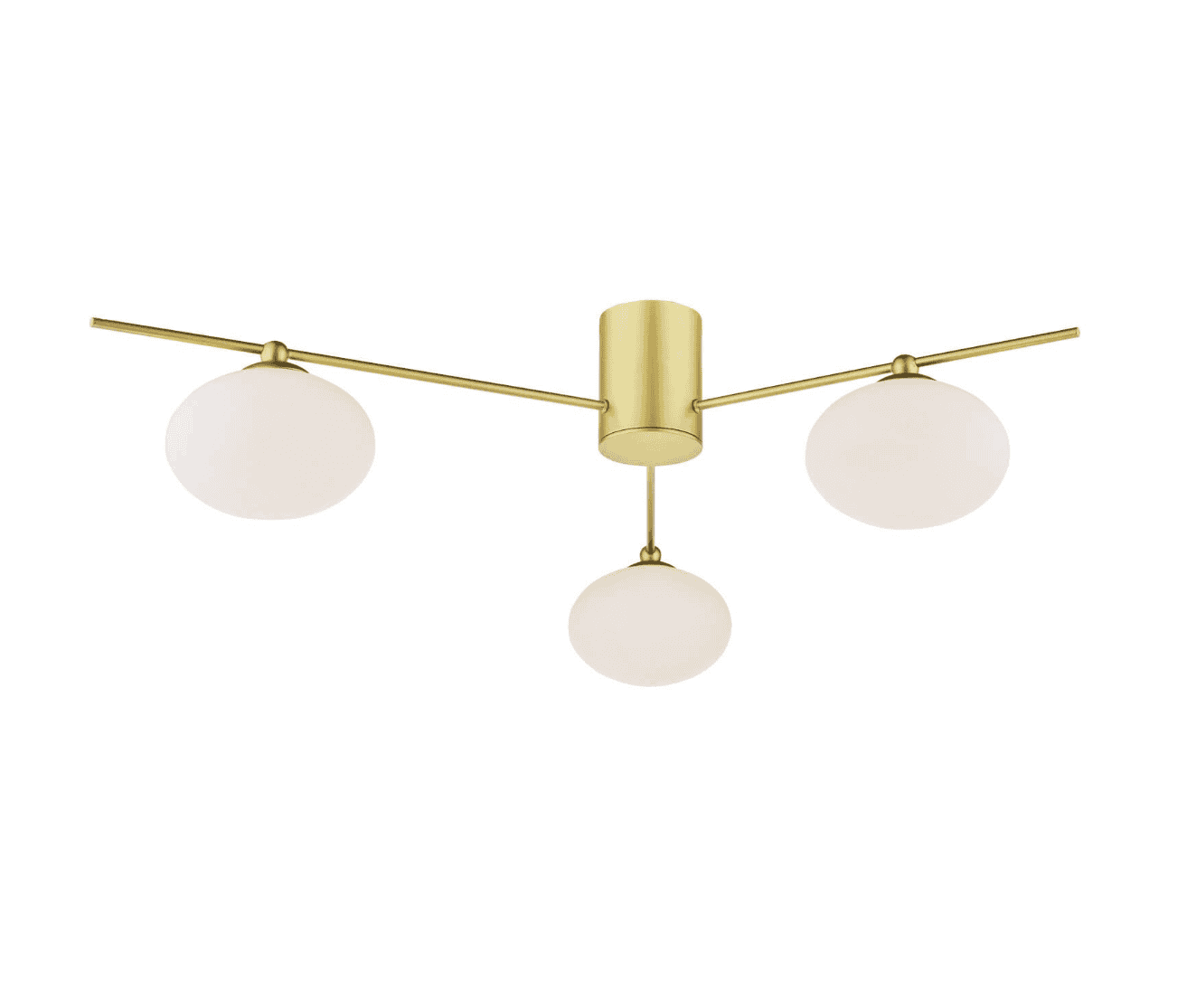 Dar Lighting Jasper 3 Light Satin Gold & Opal Glass Semi Flush