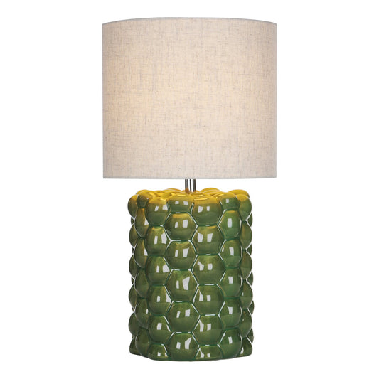 Dar Lighting Jayden Green Glaze Table Lamp With Shade