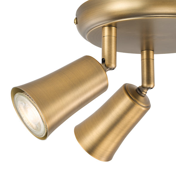 Dar Lighting Jedrek 3 Light Aged Brass Plate Spotlight