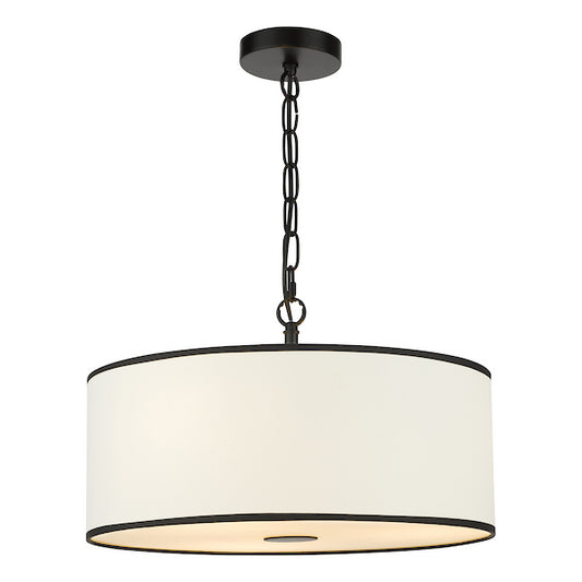 Dar Lighting Jemima 3 Light White & Matt Black Pendant With Shade