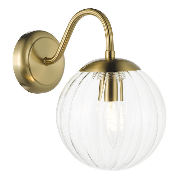 Dar Lighting Jocelyn Natural Brass & Glass Wall Light