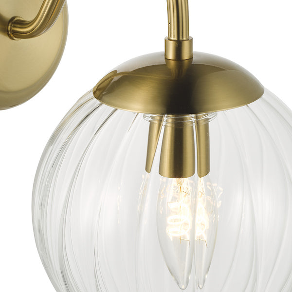 Dar Lighting Jocelyn Natural Brass & Glass Wall Light