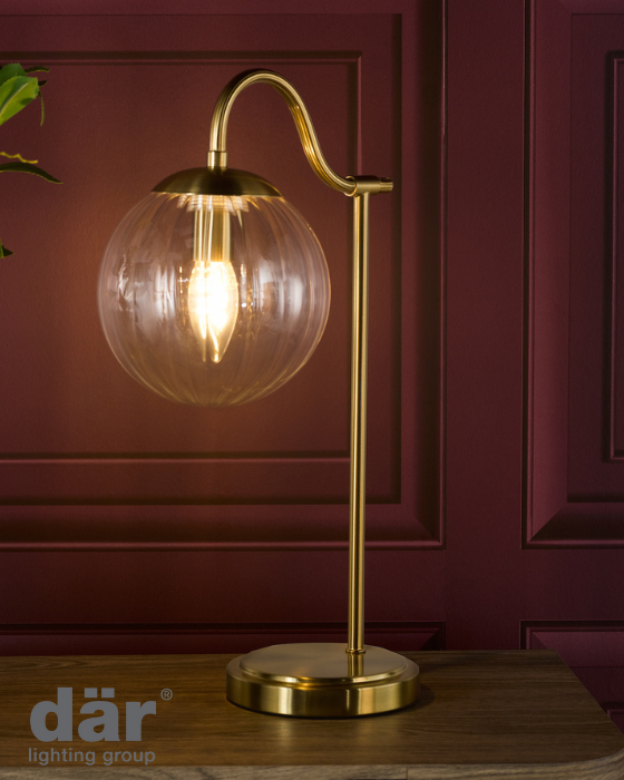 Dar Lighting Jocelyn Natural Brass & Glass Table Lamp