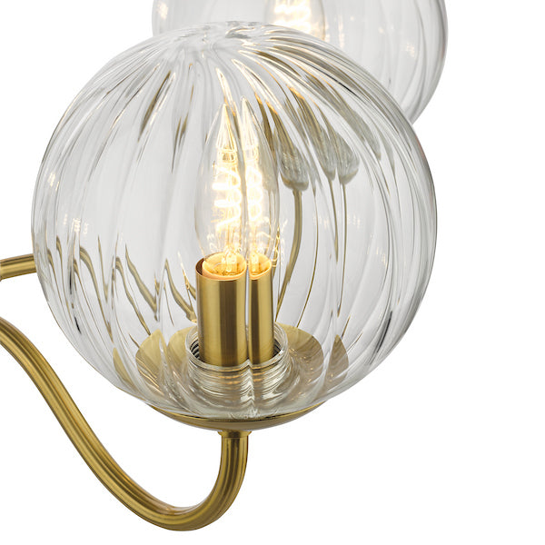 Dar Lighting Jocelyn 3 Light Natural Brass & Glass Semi Flush