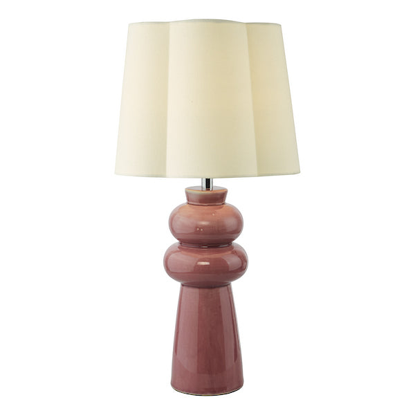 Dar Lighting Jordana Pink & Polished Chrome Table Lamp With Shade