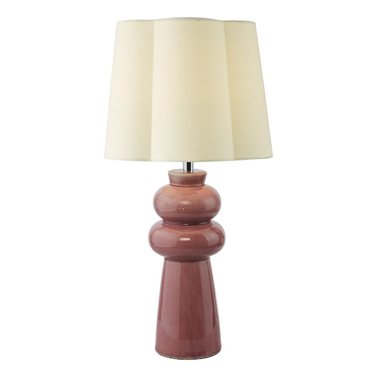 Dar Lighting Jordana Pink & Polished Chrome Table Lamp With Shade