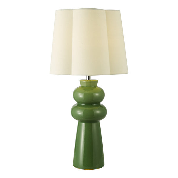 Dar Lighting Jordana Green & Polished Table Lamp Chrome With Shade