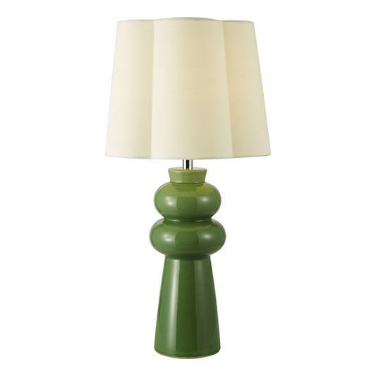 Dar Lighting Jordana Green & Polished Table Lamp Chrome With Shade