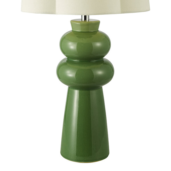 Dar Lighting Jordana Green & Polished Table Lamp Chrome With Shade