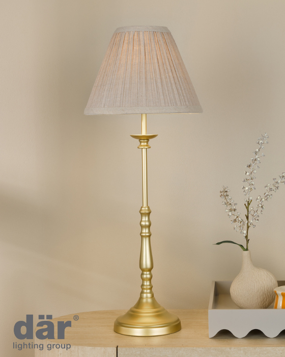 Dar Lighting Judy Satin Gold Table Lamp With Shade