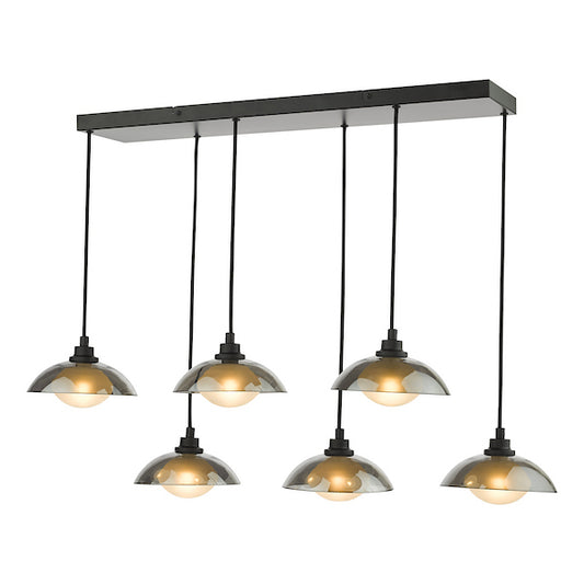 Dar Lighting Kadience 6 Light Satin Black & Smoked Glass Bar Pendant