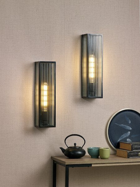 Dar Lighting Keegan Outdoor IP44 Large Rubbed Bronze Wall Light