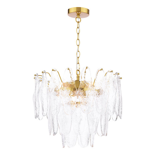 Dar Lighting Kimmia 6 Light Natural Brass & Textured Glass Pendant