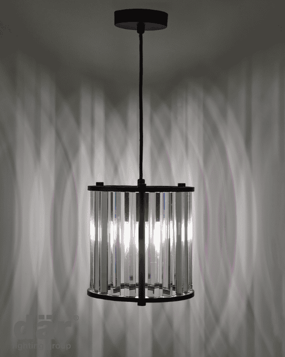 Dar Lighting Kiran Satin Black & Crystal Pendant
