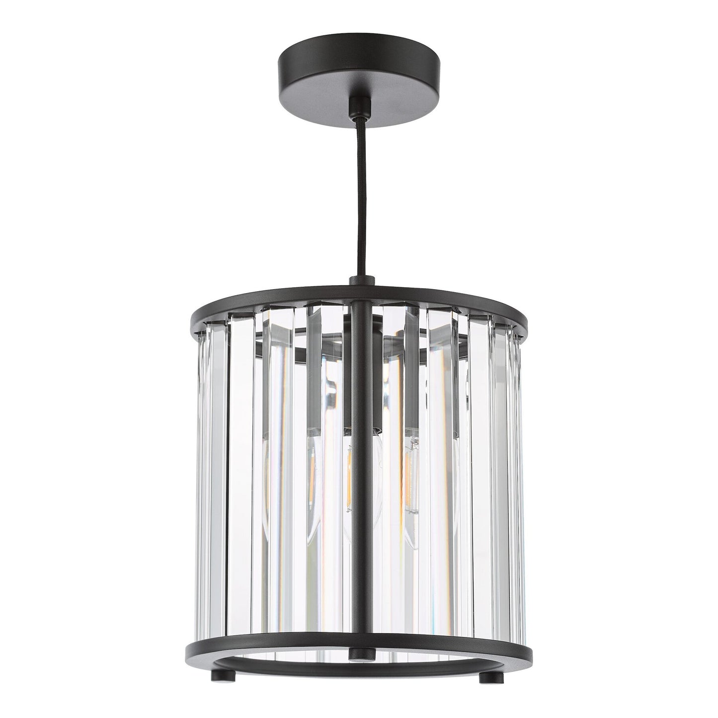 Dar Lighting Kiran Satin Black & Crystal Pendant