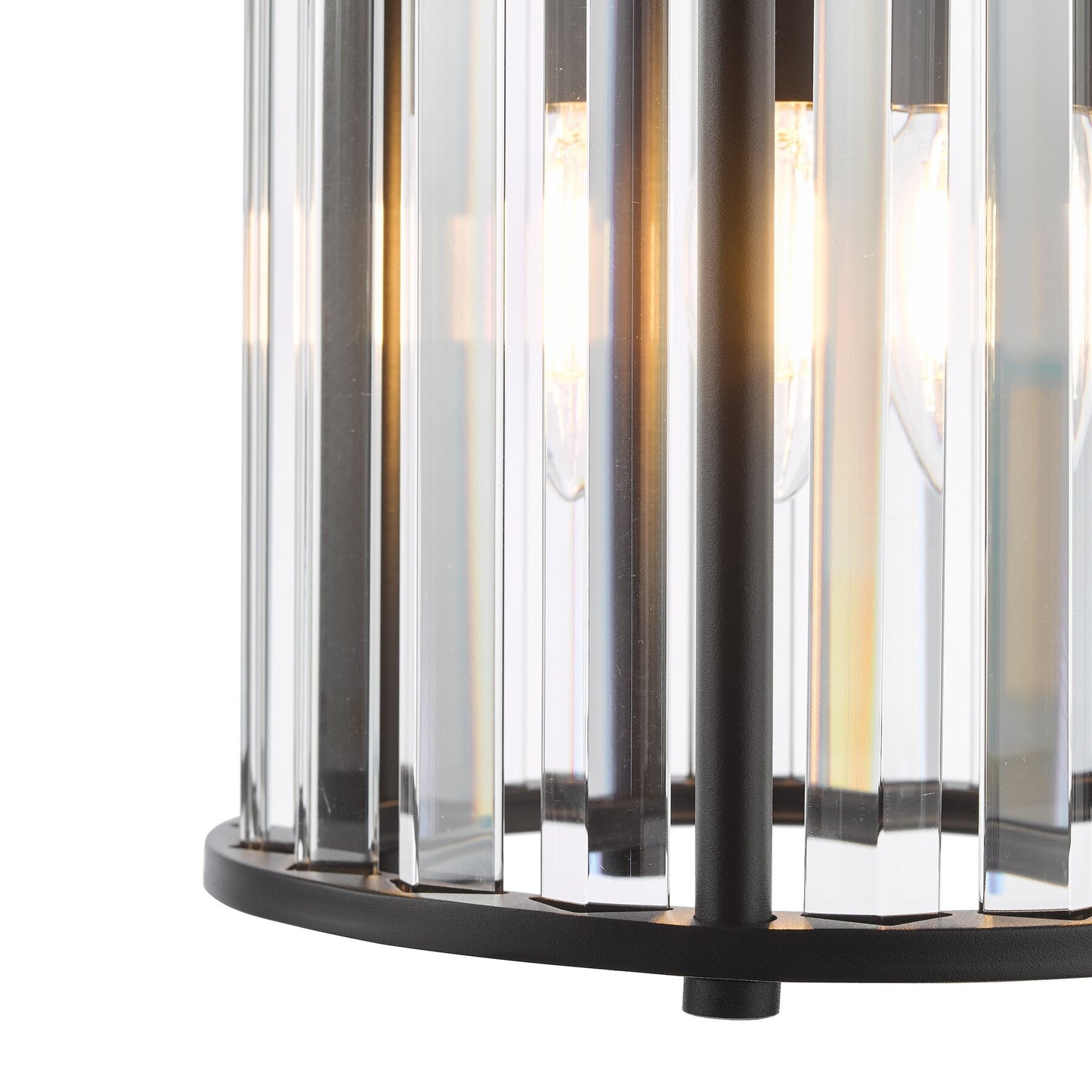 Dar Lighting Kiran Satin Black & Crystal Pendant
