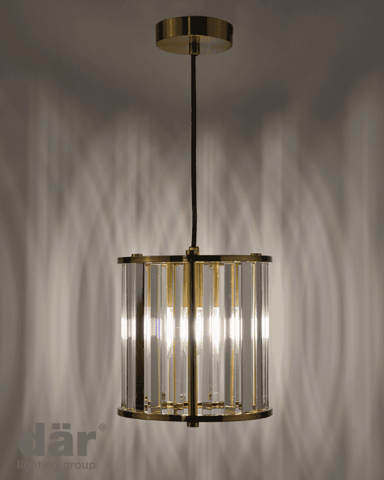Dar Lighting Kiran Natural Brass & Crystal Pendant