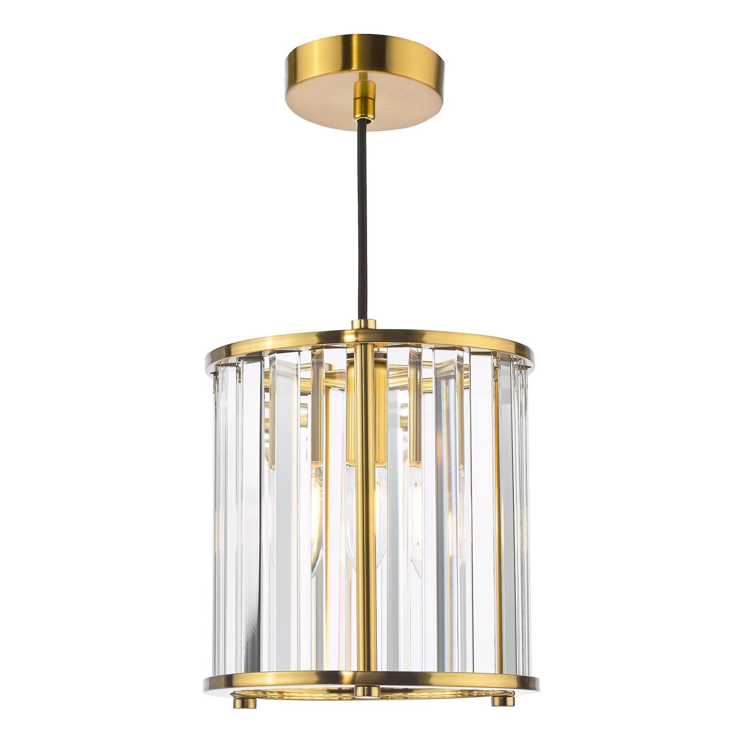 Dar Lighting Kiran Natural Brass & Crystal Pendant