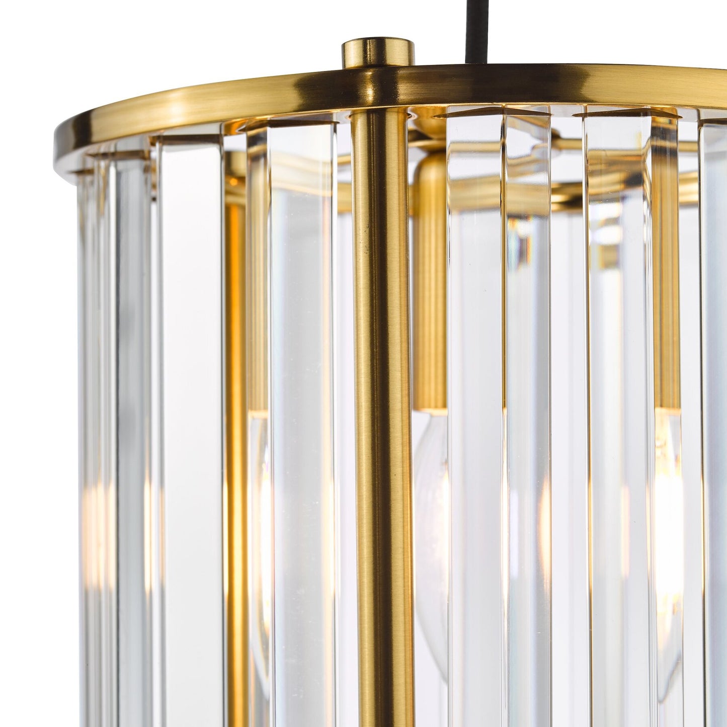 Dar Lighting Kiran Natural Brass & Crystal Pendant