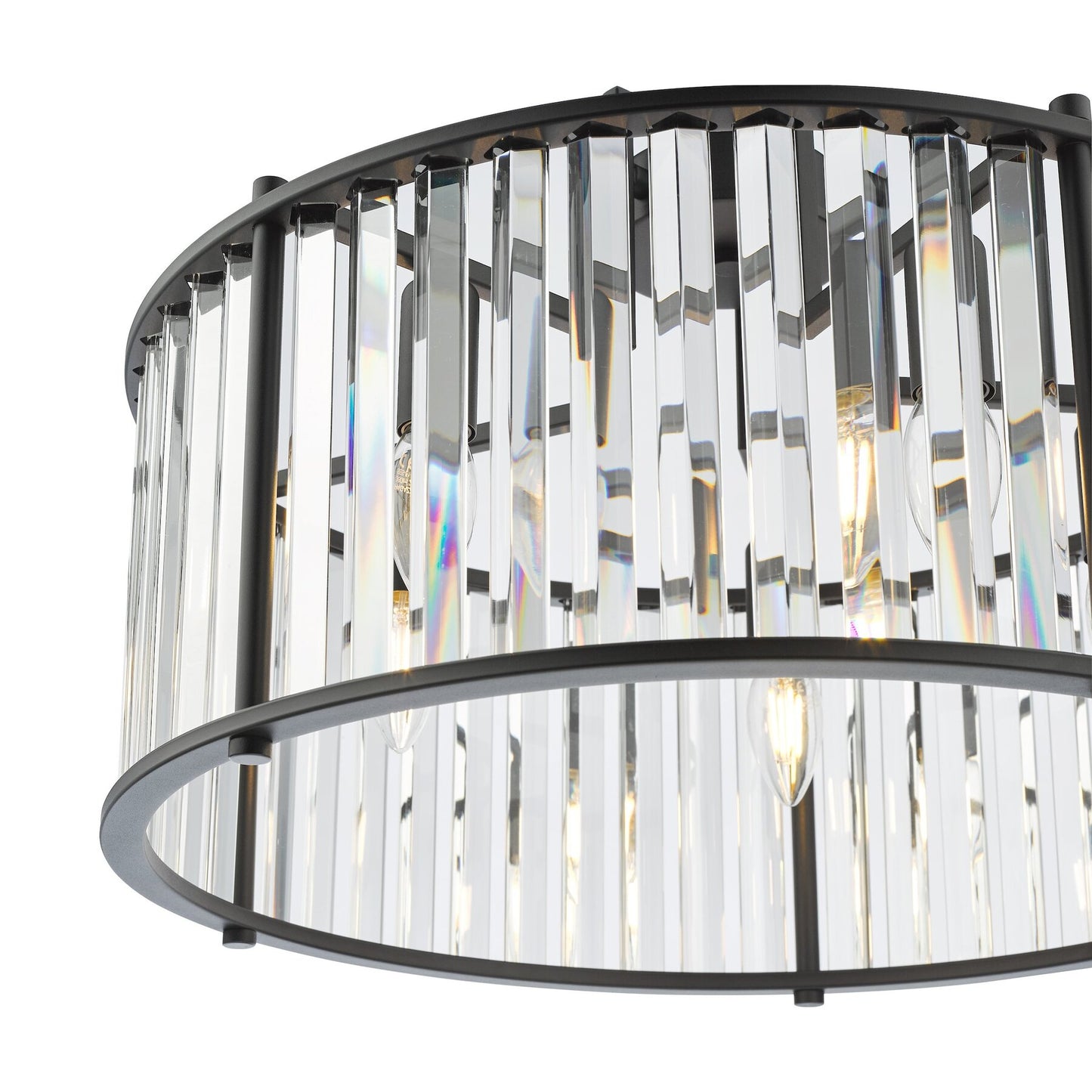 Dar Lighting Kiran 5 Light Satin Black & Crystal Pendant