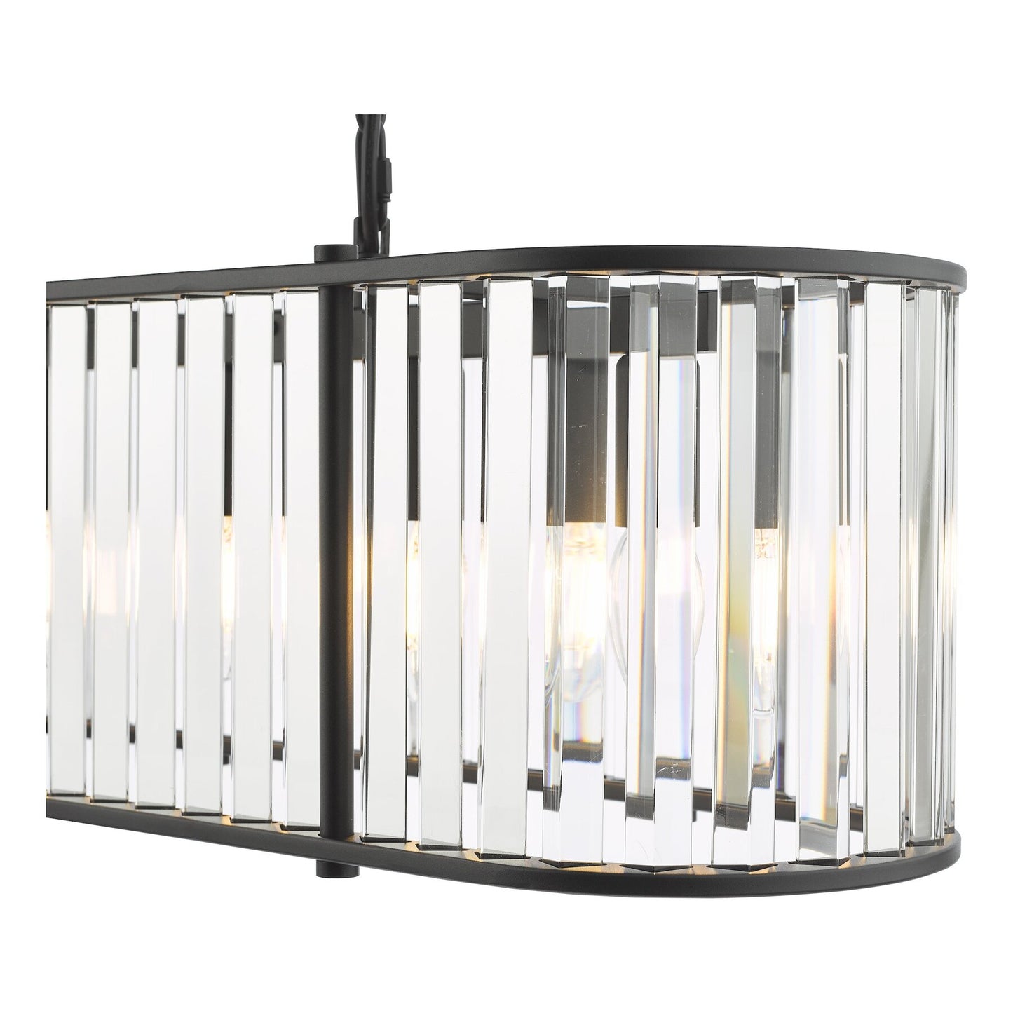 Dar Lighting Kiran 7 Light Satin Black & Crystal Bar Pendant