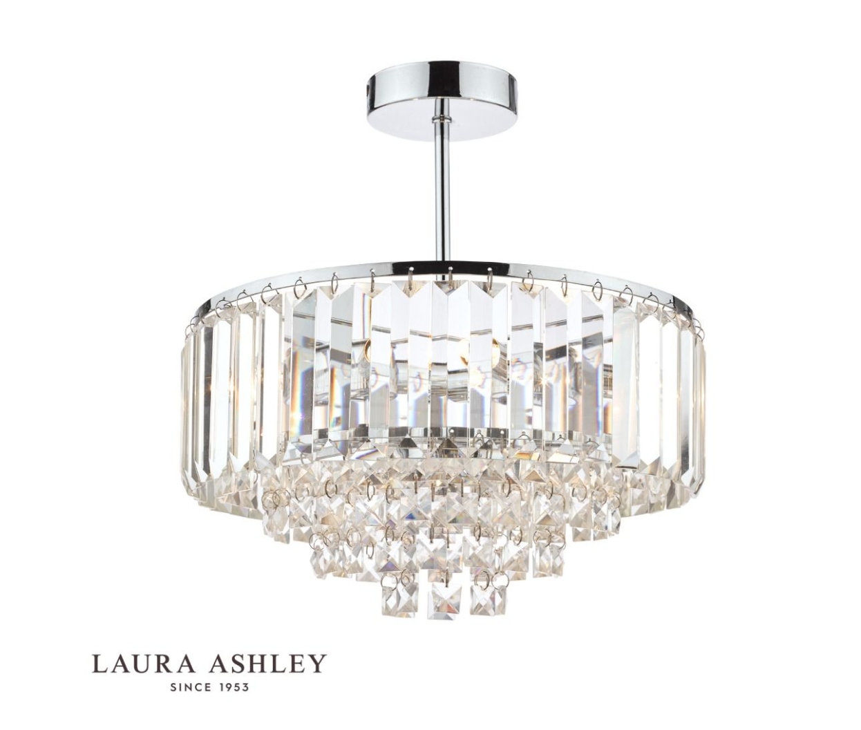 Laura Ashley Vienna 3 Light Crystal & Polished Chrome Semi Flush