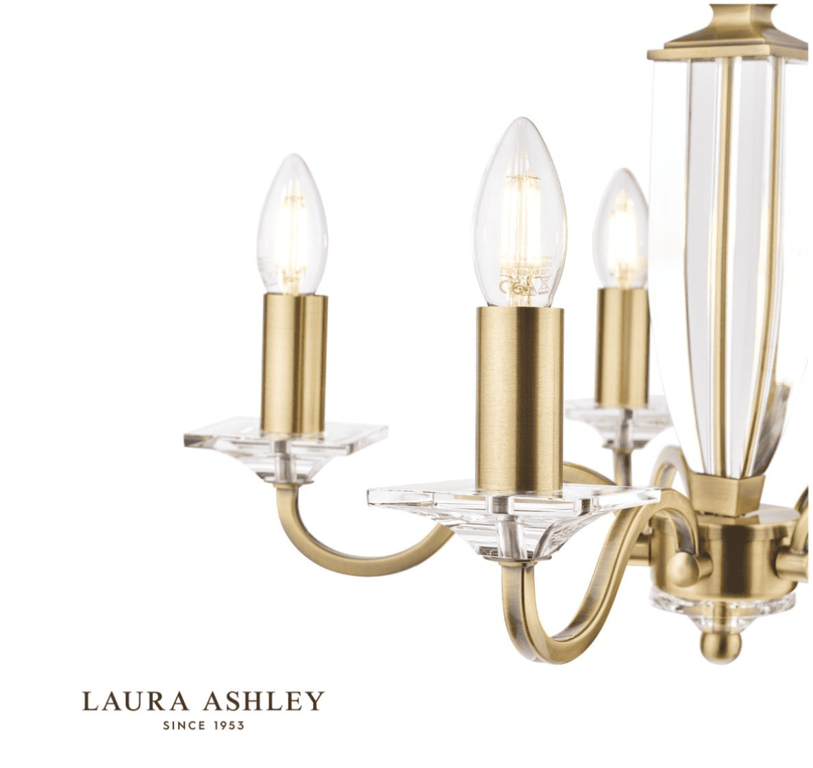 Laura Ashley Carson 5 Light Cut Glass & Antique Brass Chandelier