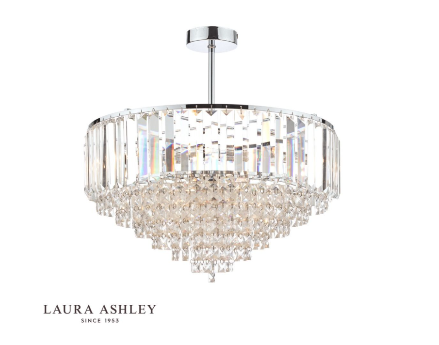 Laura Ashley Vienna 5 Light Crystal & Polished Chrome Semi Flush