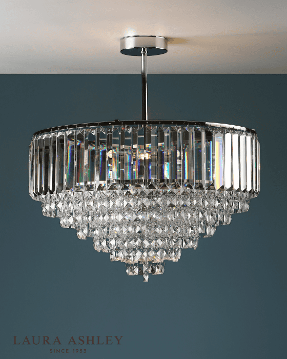 Laura Ashley Vienna 5 Light Crystal & Polished Chrome Semi Flush