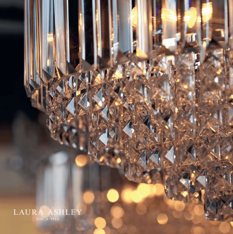 Laura Ashley Vienna 3 Light Crystal & Antique Brass Semi Flush
