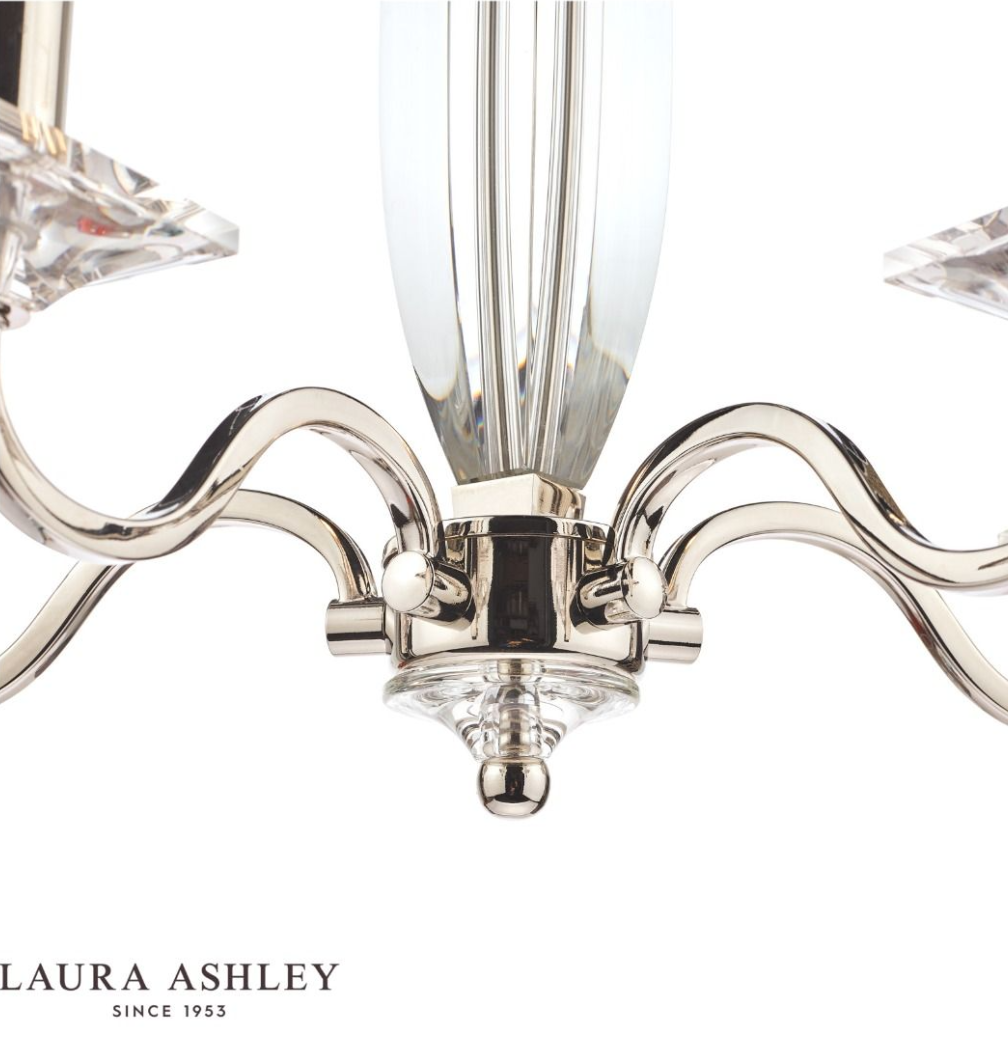 Laura Ashley Carson 5 Light Cut Glass & Polished Nickel Chandelier
